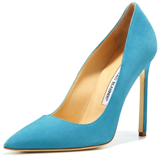 Manolo Blahnik BB 115 mm Suede Pumps in Malibu Blue