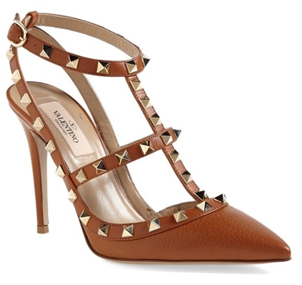 Valentino "Rockstud" Pumps in Tan