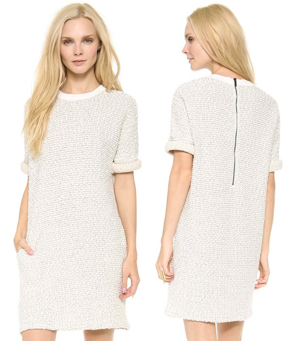 10 Crosby Derek Lam T-Shirt Dress with Leather Trim