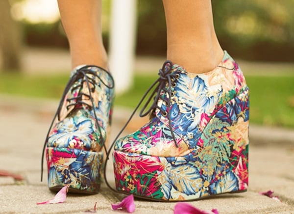 Alana's floral wedge shoes