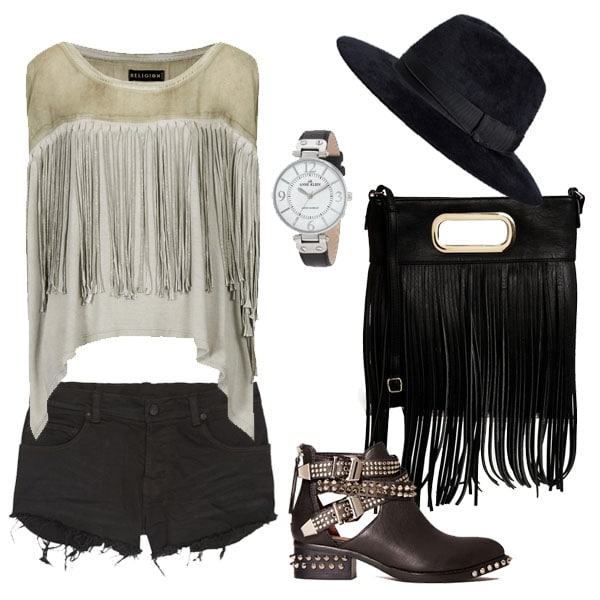 We love how fringes have taken on a modern version by turning into slashes in this look