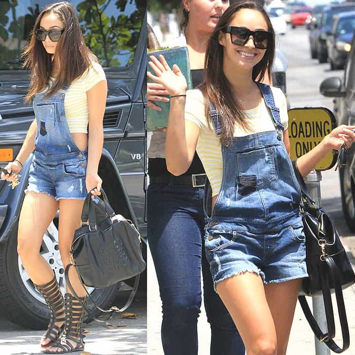 Cara Santana shows how not to wear short overalls while out shopping for a tropical plant