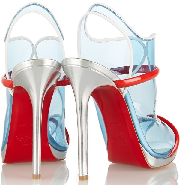 Christian Louboutin 'Aqua Ronda' Leather and PVC Sandals