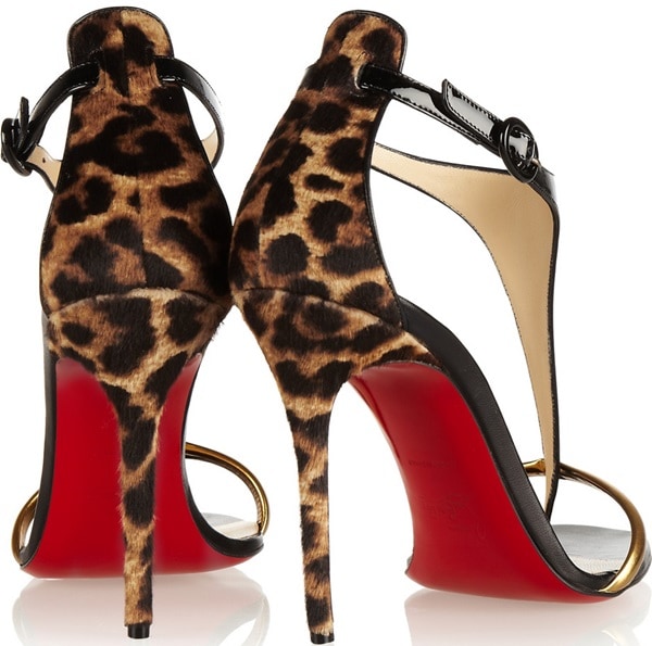 Christian Louboutin 'Athena Alta' 100 Leopard-Print and Patent-Leather Sandals