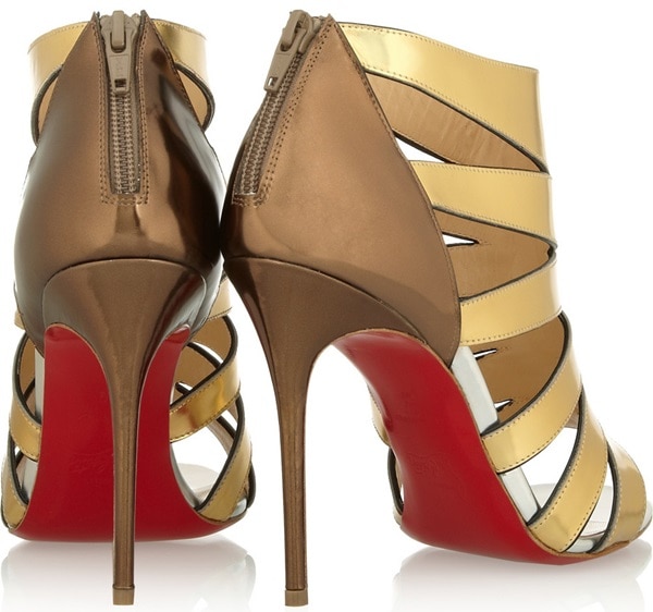 Christian Louboutin 'Beautyk' 100 Cutout Metallic Patent-Leather Sandals