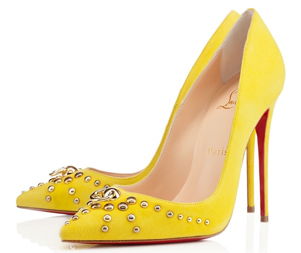 Christian Louboutin Door Knock Pumps Yellow Suede