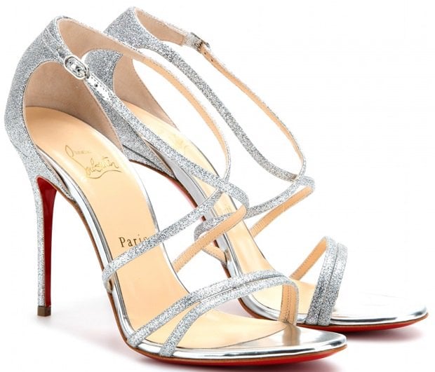 Christian Louboutin Gwynitta 100 glitter-finished leather sandals