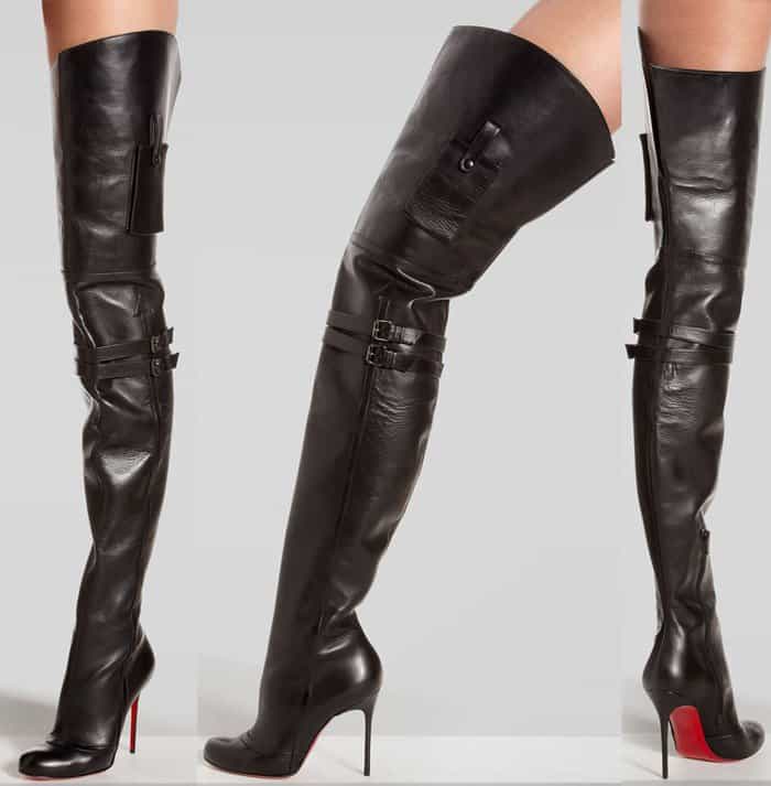 Christian Louboutin 'Seann Girl' Over-The-Knee Red Sole Boots in Black