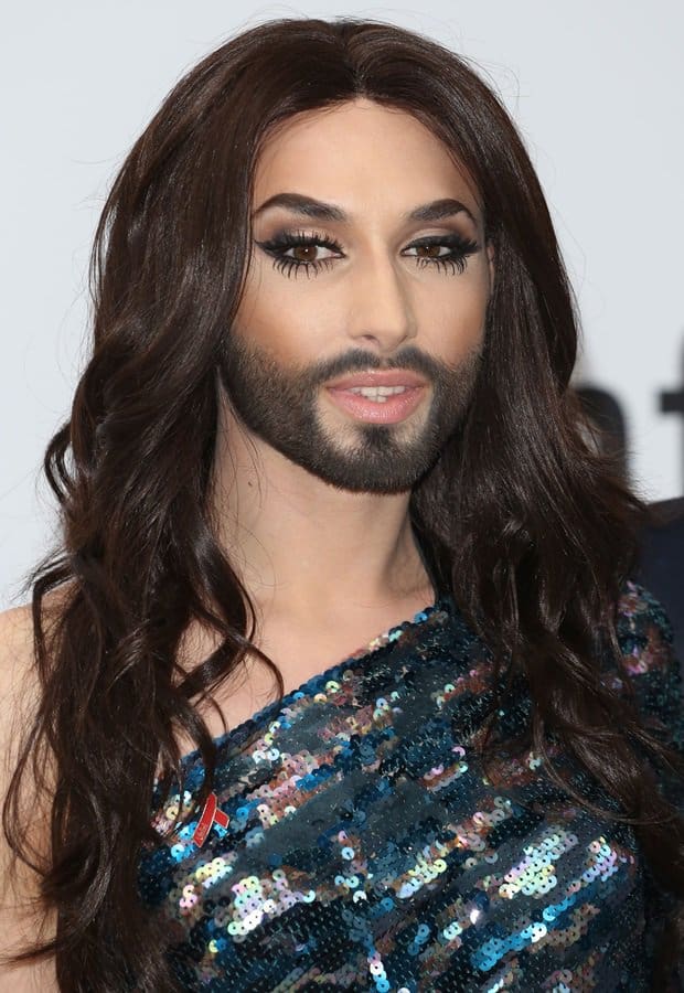 Bearded Austrian singer Conchita Wurst at amfAR 21st Annual Cinema Against AIDS