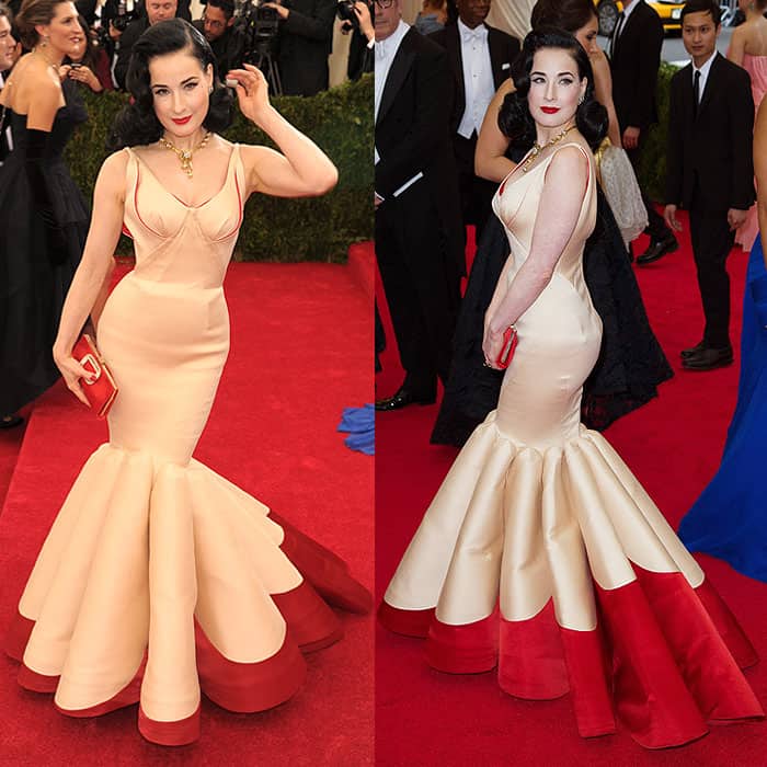 Dita von Teese attends the 'Charles James: Beyond Fashion' Costume Institute Gala held at the Metropolitan Museum of Art on May 5, 2014 in New York City