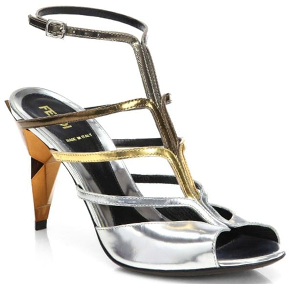 Fendi Multicolored Metallic Leather Sandals