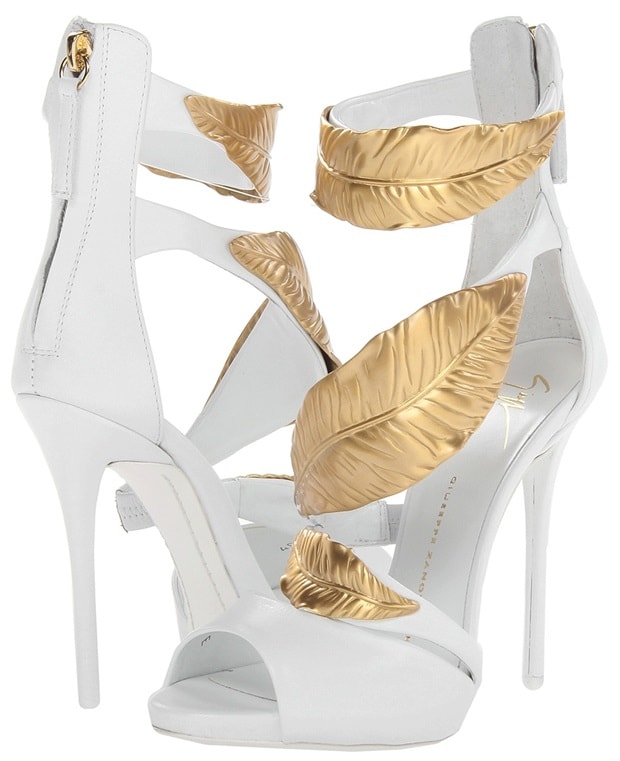 White Giuseppe Zanotti Gold Leaf Sandals