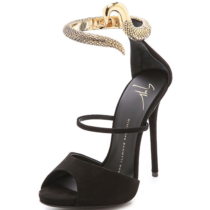 Giuseppe Zanotti gold snake ankle sandals