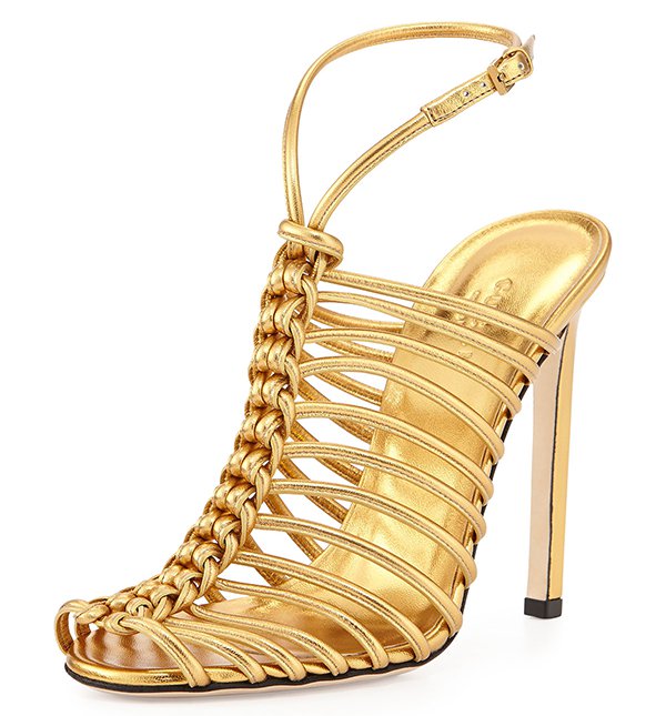 Gucci Strappy Knotted Metallic Sandals
