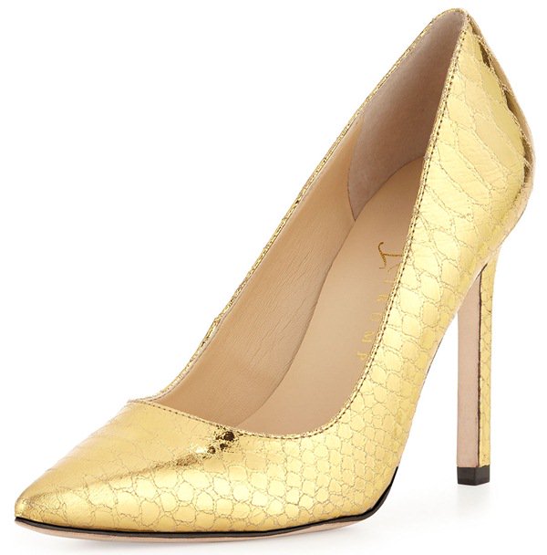 Ivanka Trump Carra Snake-Embossed Metallic Pumps