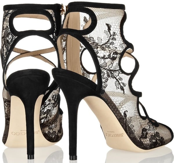 Jimmy Choo Jalislo cutout suede and lace sandals Back