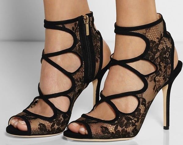 Jimmy Choo Jalislo cutout suede and lace sandals