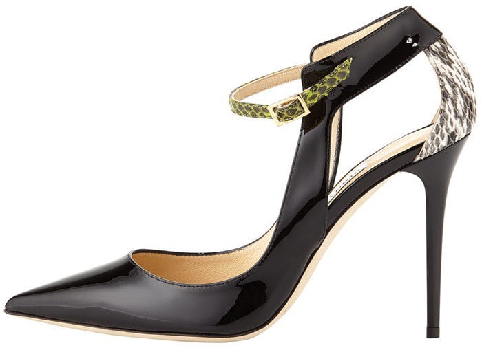 Jimmy Choo Mystic Snake-Trim Pointy Heels