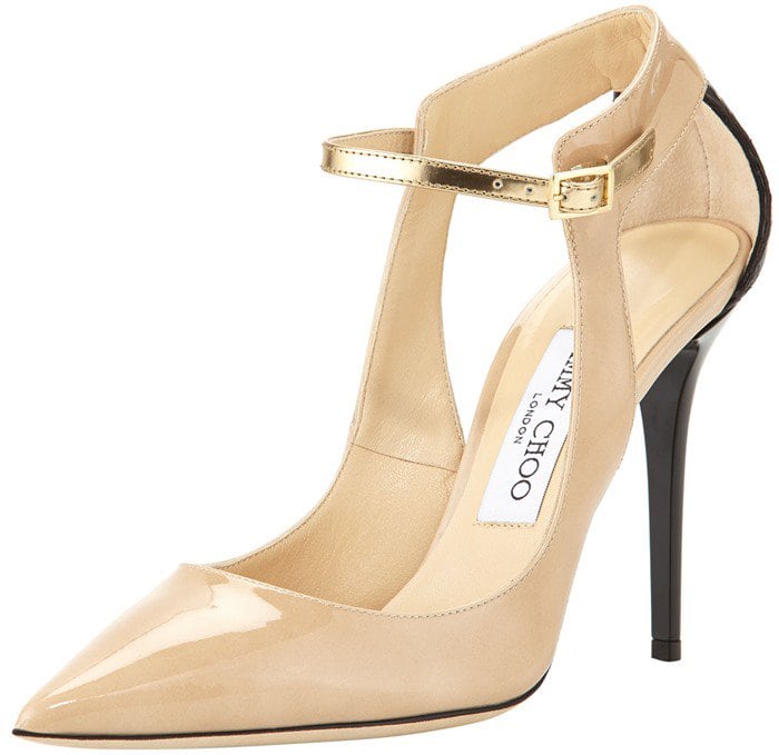 Jimmy Choo Mystic Snake-Trim Pointy Pump Neutral