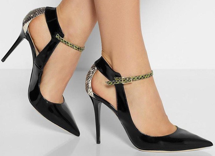 Jimmy Choo Mystic Snake-Trim Pointy Pump