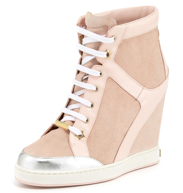 Jimmy Choo Panama Suede-Patent Wedge Sneakers