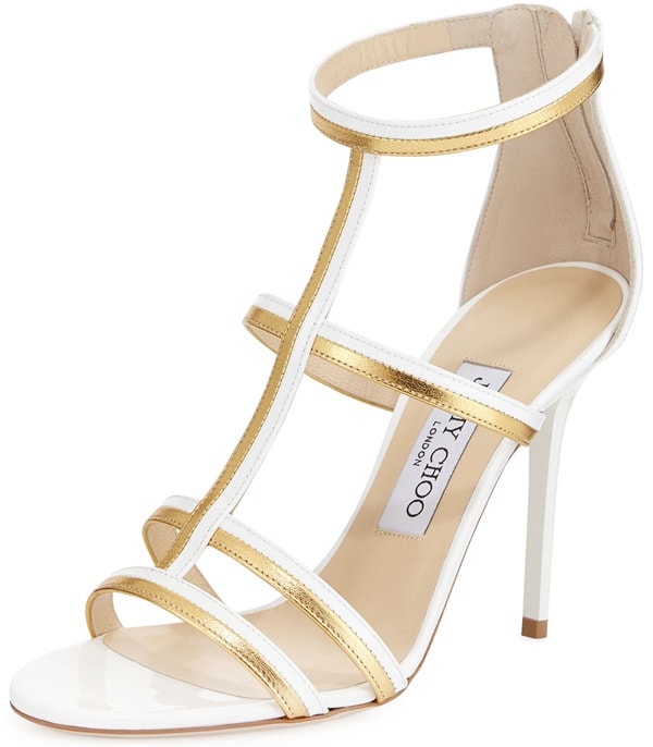 Jimmy Choo Thistle Patent & Metallic Sandals