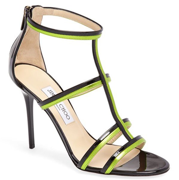 Jimmy Choo "Thistle" Sandals in Black and Lime