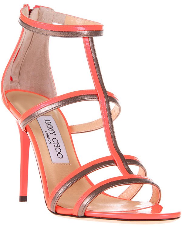Jimmy Choo "Thistle" Sandals in Orange and Brown