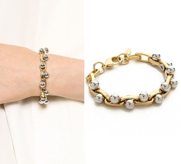 Polished spherical studs jut through sleek links on a Joomi Lim chain bracelet
