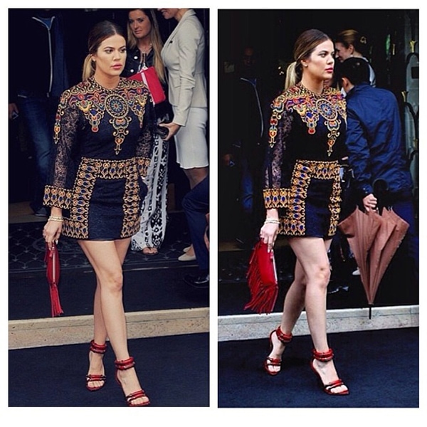 Khloé Kardashian flaunts her legs in Kris Jenner's Valentino minidress