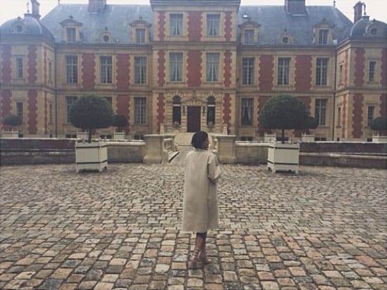 Kylie Jenner in front of Valentino's Chateau de Wideville
