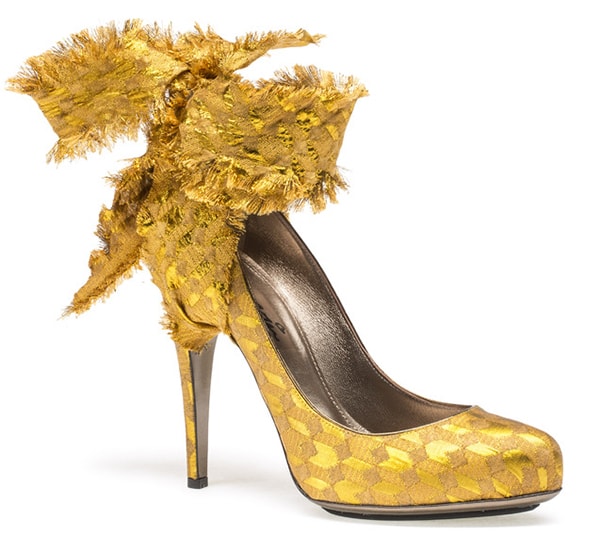 Lanvin Brocade Ankle Tie Pumps