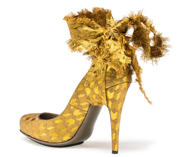 Lanvin Brocade Ankle Tie Pumps