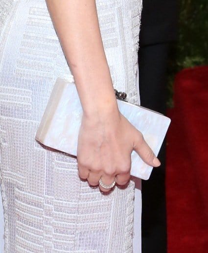 Diane Kruger opted for a pearly Edie Parker Jean clutch to complement her ice blue Hugo Boss gown