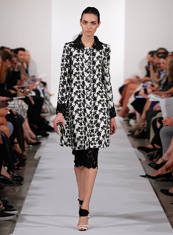 Oscar de la Renta Long-Sleeved Needlepoint Coat