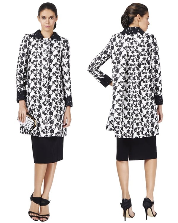 Oscar de la Renta Long-Sleeve Needlepoint Coat