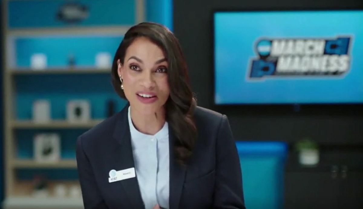 Rosario Dawson steps in for Lily, who’s out for March Madness, in AT&T’s March 2022 commercial