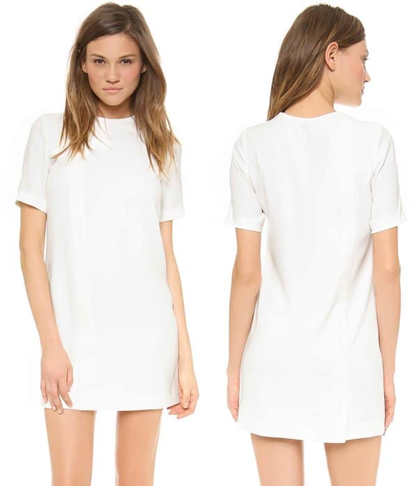 T by Alexander Wang Draped Suiting Short-Sleeve Dress