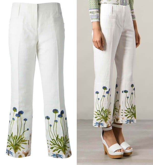 Tory Burch Floral Embroidered Trouser