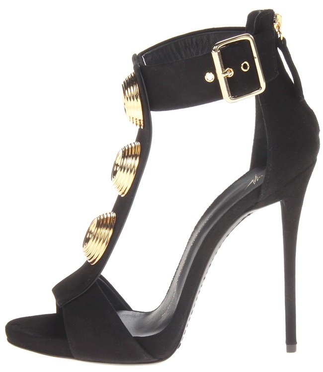 Giuseppe Zanotti Gold-Medallion-Detailed T-Strap Sandals