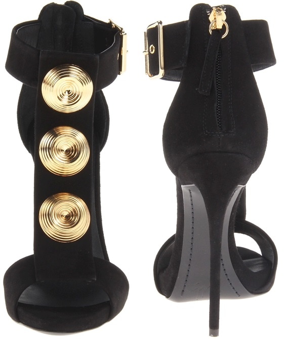 Giuseppe Zanotti Gold-Medallion-Detailed T-Strap Sandals