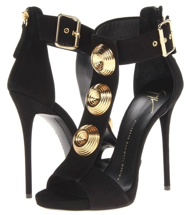 Giuseppe Zanotti Gold-Medallion-Detailed T-Strap Sandals