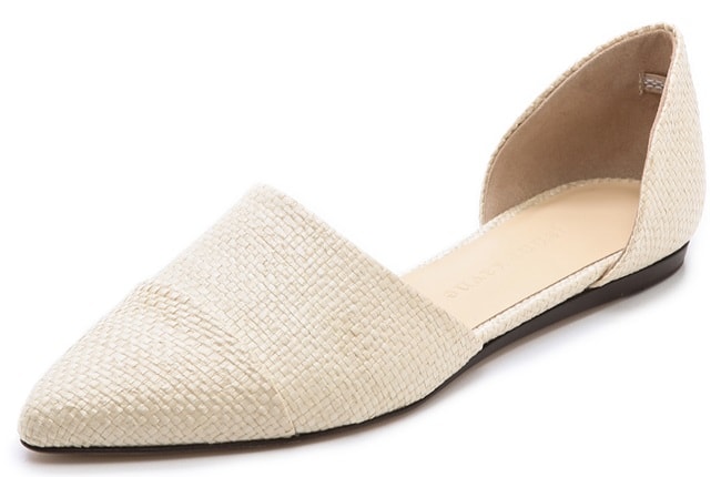 Woven Raffia Penny Loafer D'Orsay Flats in Woven Raffia