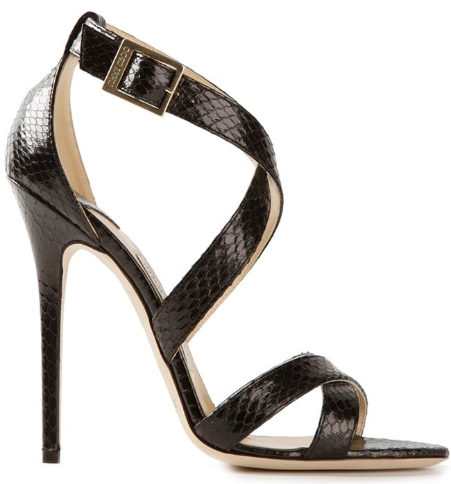 Jimmy Choo Xenia Sandals in Black Snake