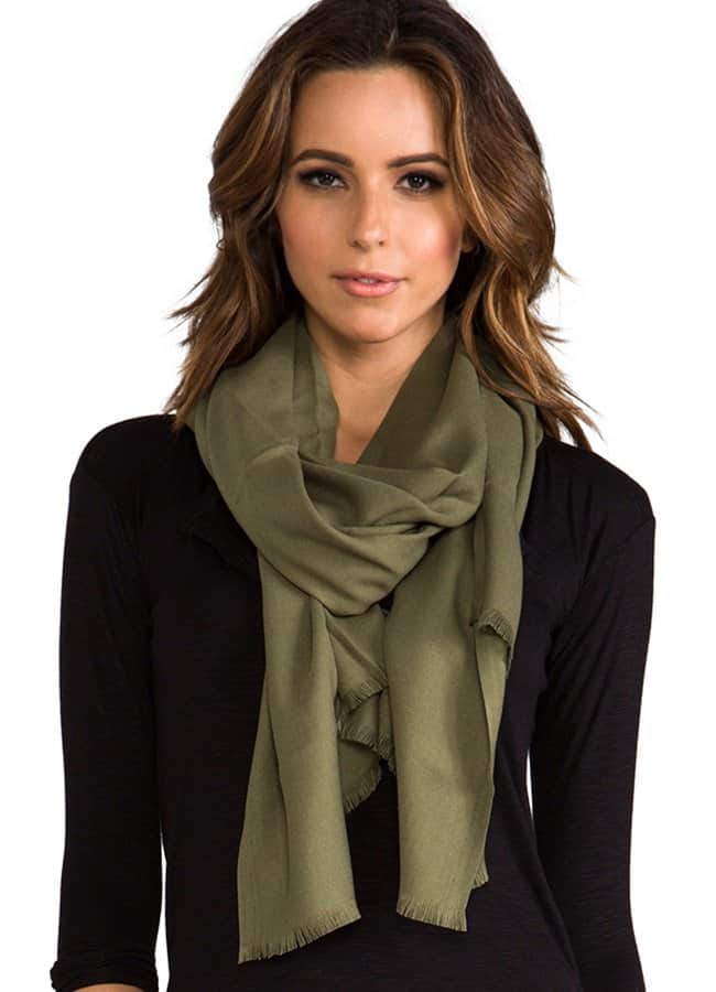 Love Quotes Eyelash Trim Rayon Scarf in Loden