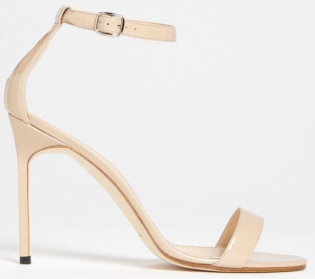 Manolo Blahnik Chaos Ankle-Cuff Sandals in Nude Patent