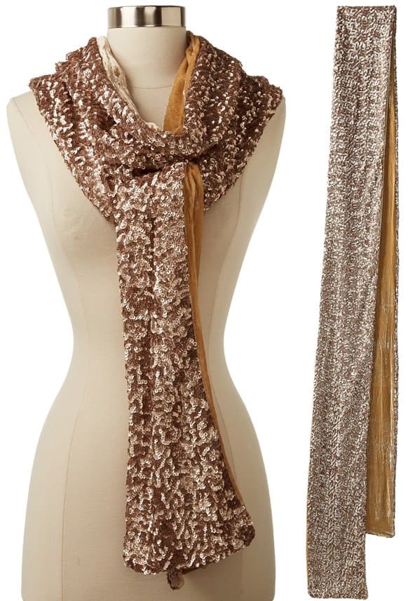 Daphne Guinness's Sequined Scarf and Glittery Heel-Less Shoes