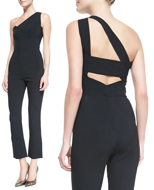 Roland Mouret Nortoni One-Shoulder Jumpsuit in Red