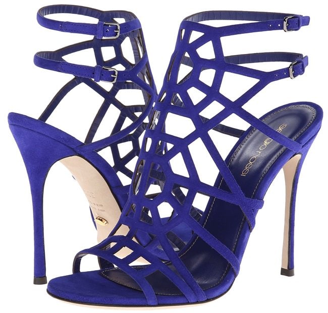 Sergio Rossi "Puzzle" Sandals in Electric Blue Suede