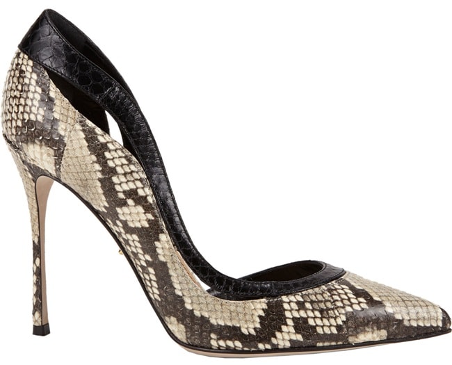 Sergio Rossi "Yin & Yang" D'Orsay Pumps in Black/White Snake